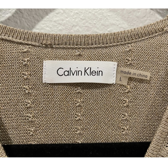 CALVIN KLEIN Gold Sleeveless A-Line Mini Dress - Picture 2 of 4